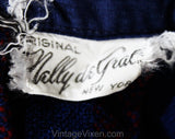 Size 8 1950s Folk Style Full Skirt - Artisan Style Pleated Cotton - Navy Blue Burgundy Pink & White Stripes - 50s Nelly de Grab - Waist 26.5