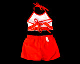 1970s Girl's Halter Top & Shorts Set - Size 4T Childs Casual Summer Play Outfit - 2 Pc Crop Top - Paintbrush Novelty Print - 70s Deadstock
