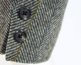 Men's 1960s Suit Jacket - Small to Medium - Gray Herringbone Wool Tweed Blazer - Mens 60s Sport Coat - Mustard Blue Offwhite - Chest 41