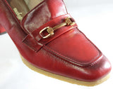 Size 7 1960s Shoes - Unworn Crimson Red Leather Loafers - 60s Shoes - Nice Quality - Hipster 60s Office Pumps - 60's Deadstock - 46992-1