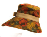 Autumn Roses 1960s Hat - Beautiful Orange & Copper Brown with Large Floppy Brim - Rich Fall Season Millinery - Top Stitching - Chesterfield