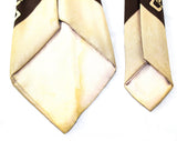 1970s Gucci Designer Tie - Brown Buckle Bit Novelty Print Men's 70s Necktie - Chocolate & Beige Silk Foulard with Signature Engineered Print