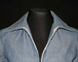 Size 10 Cotton Windbreaker - Cute 60s Denim Chambray Canvas Casual Jacket - 1960s Nautical Chic Work Wear Utilitarian Mod - Bust 37 - 40862