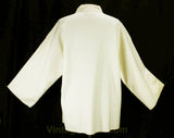 XL Wool Jacket - 60s Designer Geoffrey Beene - Mod 1960s Plus Size Minimalist Tunic - Ivory Wool Double Breasted with Pockets - Bust 48