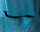 Size 4 Turquoise Dress - Mod 1960s Ocean Blue Faux Linen Tailored Dress by Italian Designer Sarmi - Summer 60s NWT Deadstock - Bust 33