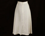 Size 6 Linen Skirt - Neutral Ivory Beige Cross Woven Flax Blend - Lovely Subtle Weave - A-Line 80s Summer Skirt With Pockets - Waist 25.5