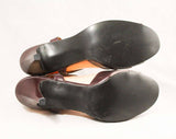 30s Style Sandals - Size 8 Purple 1970s Shoes - Dusky Deco Rainbow Detail - Strappy Heels - Open Toe - 70s Hush Puppies Deadstock - 48902-1