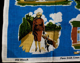 1950s Guide Dogs for the Blind Linen Hand Towel - 50s 60s Novelty Print - Training Puppies - German Shepherd - Leamington Bolton Exeter UK