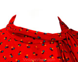 XL 1980s Red Dress - Art Deco Bubble Print Tent Dress - Size 18 Full Flared Breezy Shift - Tied Collar - Long Sleeve Casual A-Line - Bust 46