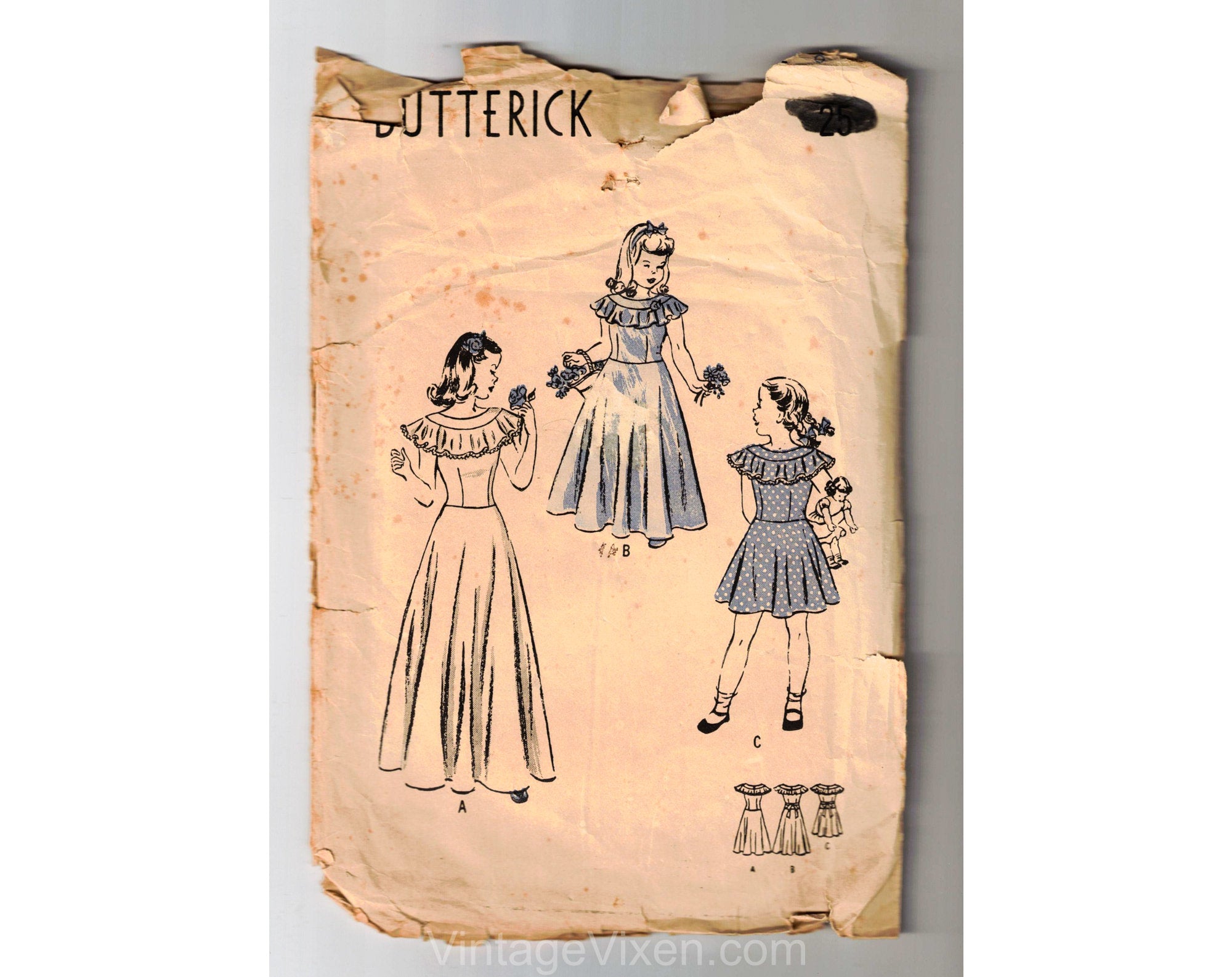 dress 1930s party 1930s 40s Girl's Dress Sewing Pattern
