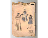 1930s 40s Girl's Dress Sewing Pattern - Child Size 8 Little Girls Party Frock - Long or Knee Length Circle Skirt - Chest 26 Butterick 4061