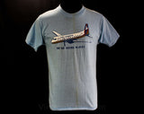Men's Small Airplane TShirt - Air Virginia Airlines Vintage Tee - Short Sleeved Mens Summer Top - Retro Graphic - Chest 37 - 46406
