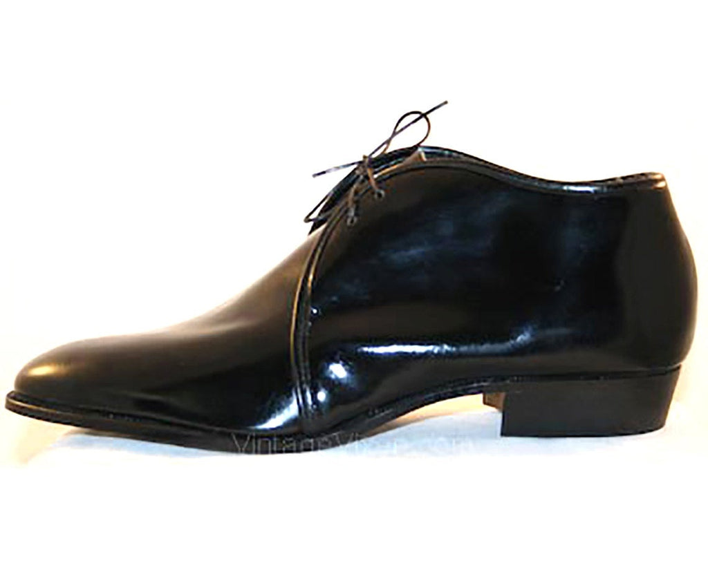 Size 8 Men's Shoes - 1960s Mod Black Patent Mens Dress Shoe