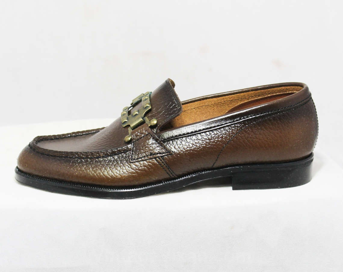 Vintage 80s Mens Woven Leather Loafer Brown Shoes by NEWSPORT Made in – KCO  VINTAGE