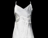 Size 4 White 1930s Full Slip - Seductive Bias Cut Satin - Authentic 30s Small Pin Up Girl Lingerie - Sexy 30's Long Negligee - Bust 32 33