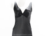 Size 6 Sexy Nightgown - 1970s Black Negligee with Bare Cutout Sides - Sleeveless Small 70s Summer Nightie by Mistee - As Is - Bust 34