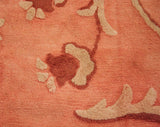 Large 4 x 6 Foot Chenille Area Rug - Pink & Mauve Flourishes - Scalloped Edge - 1940s 1950s Ladies Boudoir Bedroom - Large Vintage Carpet