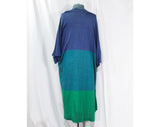 Large Kenzo Tunic Jacket Ensemble - 1980s 90s Designer - Turquoise Teal Blue Green Linen Jersey Knit - Aquatic Beachy Colors - Bust to 44