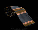 1960s Square End Tie - Mens 60s Preppy Striped Silk Necktie - Gray Pink Brown Men's Spring Fall Neckwear by Alexander Shields NY Palm Beach