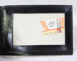 1940s Fine Black Wallet - Exquisite Italian Leather with Gold Pin Striping - Made in Italy - 40s 50s NOS Deadstock - Gift Idea - 49209-2