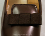 Size 7 Brown Shoes - 1950s 1960s Chocolate Mocha Heels by Cotillion - 60s Unworn NOS Deadstock - Leather & Crepe Bow - 7AA Narrow Width
