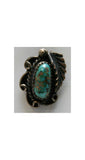 40s Sterling Silver & Turquoise Stick Pin - Beautiful Variegated Stone Brooch - Lapel Pin - 1940s Artisan - Southwestern Feather - 32941
