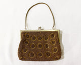 1930s Evening Bag - Four Pointed Stars - Gold Copper & Black Sequins - Formal Purse - Beading - Sequined 30s Handbag - Made in France 45584