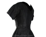 XS 1950s Black Taffeta Full-Skirted Top with Velvet Neckline - Size 2 New Look 50s Evening Bodice with Circle Skirt Style Peplum & Pockets