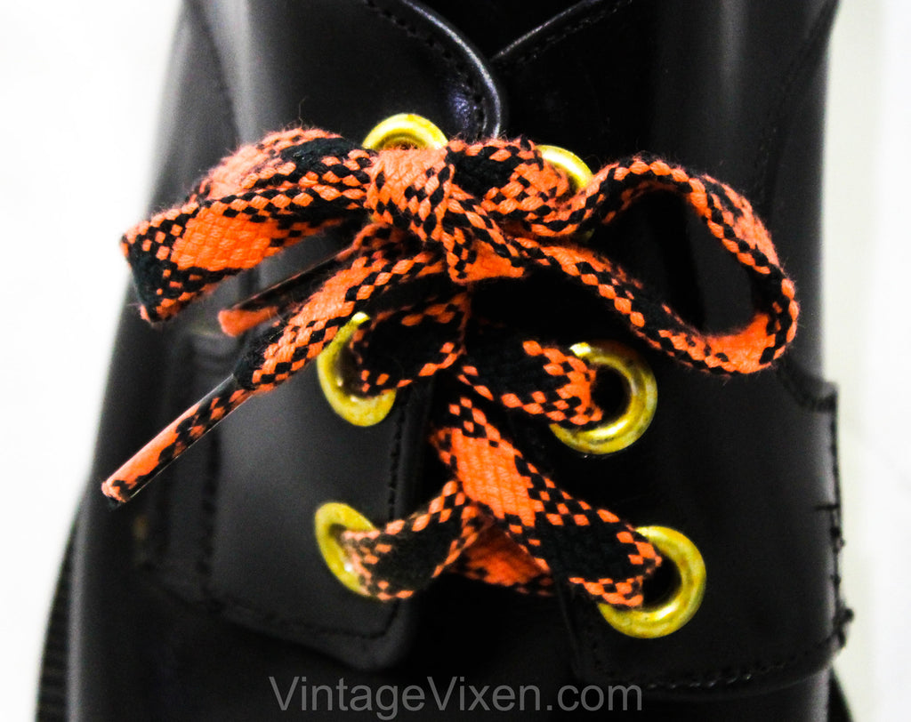 Size 9 Men's Dress Shoes - Funky 1960s 70s Black Mens Oxfords with Ora Vintage Vixen Clothing Size 9 Men's Dress Shoes - Funky 1960s 70s Black Mens Oxfords with Ora Vintage Vixen Clothing
