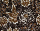 FINAL SALE Indonesian Cotton Textile - Butterfly Novelty Print Batik - Asian 1980s Square Dresser Accent - Brown Tiki Floral 80s Trapunto