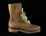 Boys Brown Hiking Boots - Boy's Size 3 1/2 - Authentic 1970s Boot - Acme 60s 70s Leather Boots - 3.5 D Width - NOS Hawk Eye Deadstock In Box
