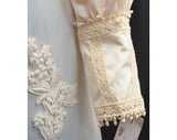 Size 6 Wedding Dress - 1960s Empire Satin Bridal Gown with Bishop Sleeves & Detachable Train - Victorian Look Wedding - Bust 33.5 - 31821