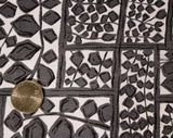 50s Mid Century Rayon Fabric - 1 Yard x 45 Inches - 1950s 60s Gray White & Black Leafy MCM Print - Sheer Stylized Leaves Yardage - Kress
