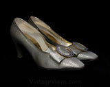 Size 5.5 1960s Gold Brocade Pumps - Cocktail Shoes - 60s 5 1/2 M Evening Heels - Metallic Gold - Buckled Bow - Unworn Deadstock - 45337-2