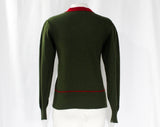 Size 6 Gucci Sweater - 1920s Inspired Flapper Style Designer Knit Top - Winter Spring - Small Sage Green & Cranberry Red Scottish Cashmere