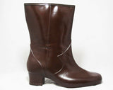 Size 6 Brown Boots - Victorian Inspired Winter Ankle Boot - NOS 1950s Deadstock - Waterproof Vinyl - Fleece Lined - Wide Width Ladies Shoe