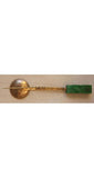 40s Aztec Sterling Silver Spoon Lapel Pin with Jade Detail - 1940s Artisan Brooch - Mexican Stick Pin - Mexico - Central America - 36473