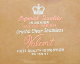3 Pairs Seamless Stockings - 1950s Hosiery - Rose Beige Taupe - Size 9 1/2 15 Denier - 40s 50s Three Crystal Clear Sheer Sets - Valcort NIB