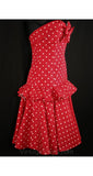 Size 4 Party Dress - Fabulous Retro 1950s Look Red Polka Dot Cocktail - Designer Victor Costa - Bust 33 - NOS 1980s Deadstock - 33557-1
