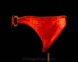 Tawny 60s Bikini Bottom - Size 10 to 12 - Authentic 1960s - Burnt Orange Panne Velvet - Big Brassy Rings - Pin Up - Hip 38 to 40 - 41600