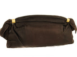 1930s 1940s Cocoa Brown Purse - Chic 30s 40s Fur Felt Clutch Handbag with Floral Metal Rings & Cinched Design - Chic Lewis Collector Bag