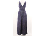 Size 8 Tweed Dress - 1970s Blue Flecked Jumper - Sleeveless Bodice - V Neck - Racer Back - Cute Fall Style - 70s Deadstock - 49723-1