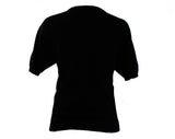 Size 12 Cashmere Sweater - 50s 60s Short Sleeved Black Luxury Knit Pullover - Mid Century Preppie - 1950s Audrey Style Deadstock - Bust 38.5