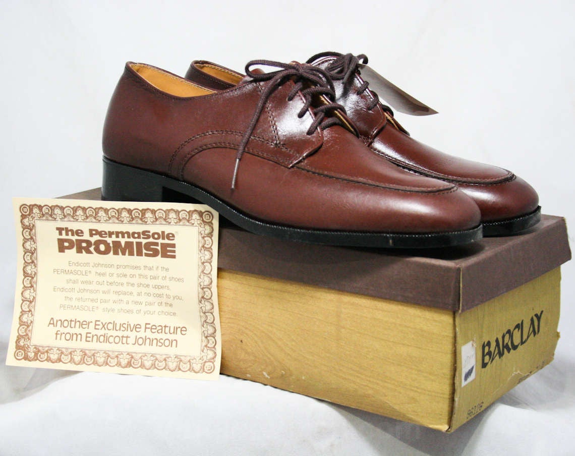 Men's Size 10 Shoes - 1960s Brown Leather Mens Oxfords - 10D Wide Widt ...