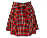 1950s School Girl Skirt - Red & Black Tartan Plaid Pleated Kilt Style - Children's Size 12 14 Pre Teen - Fall Autumn Preppie - Waist 25.5