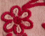 Girl's 4T 1950s Pink Chenille Robe - Child's 50s Two Tone Cotton House Coat - Wrap Front Girly Bathrobe with Tie - Fuzzy Flowers - Chest 24