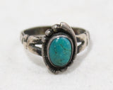 Turquoise & Sterling Ring - Size 5 1/2 Beautiful Rich Green Blue Stone - 1940s 50s Southwestern America - Bell Trading Co - 925 - 50475