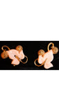 Rockabilly Chic 1950s Pink & Metal Leaf Earrings - Spring Plastic Thermoset Leaves - Mid Century Femme - Vixen Next Door - 34672