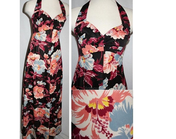 Size 6 Lolita Sun Dress - 1940s Look Hibiscus Summer Halter Dress - 19 Vintage Vixen Clothing Size 6 Lolita Sun Dress - 1940s Look Hibiscus Summer Halter Dress - 19 Vintage Vixen Clothing