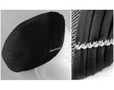 1950s Vintage Navy Blue Straw Hat with Rhinestones - Close-Fitting - Clamper Hat - 50s Mid Century Glamour - Chic 50's Millinery - 35936
